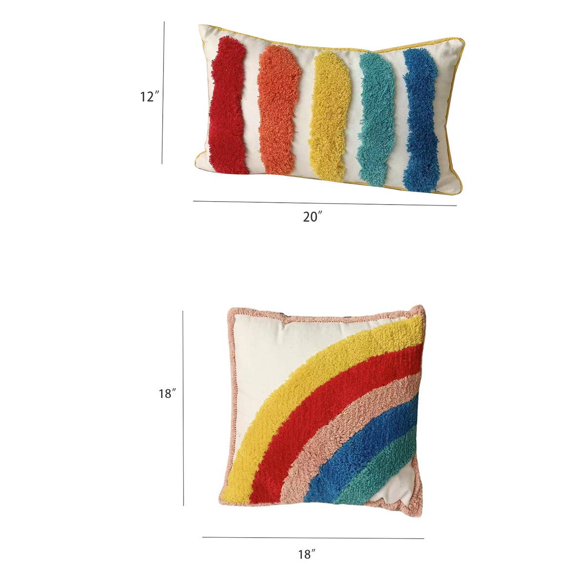 BOHO RAINBOW TUFTED PILLOW COVER_CWMM0236