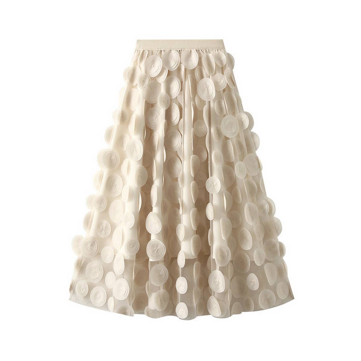 3D POLKA DOT TULLE A LINE FLARED MIDI SKIRT_CWBMS0379