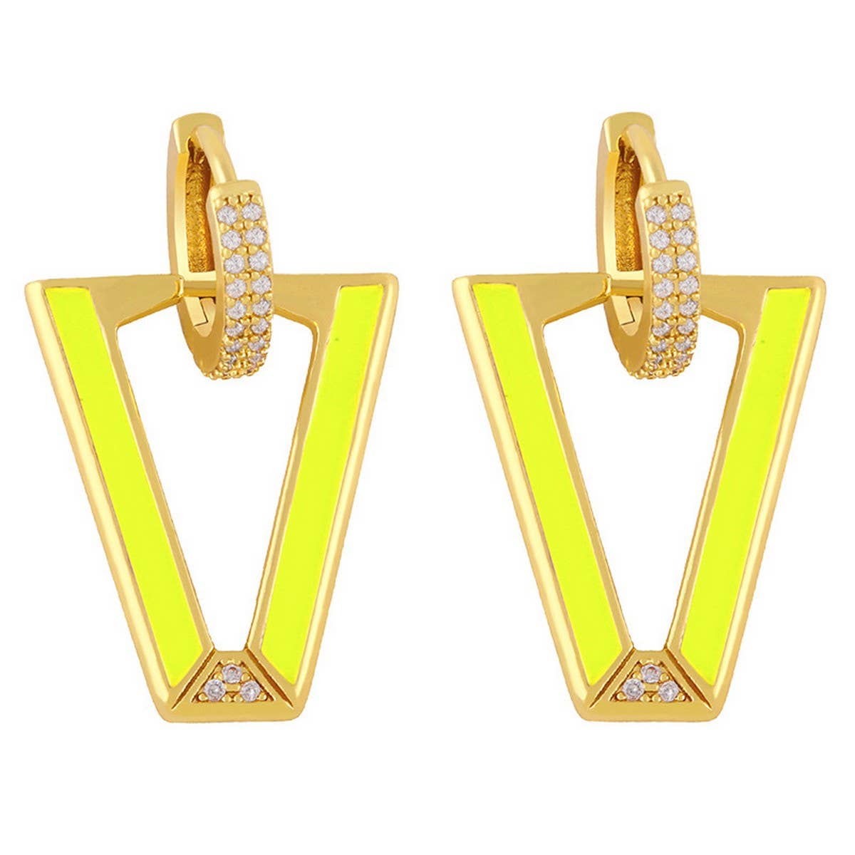 COLORFUL ZIRCON INVERTED TRIANGLE V SHAPED EARRING_CWAJE1013