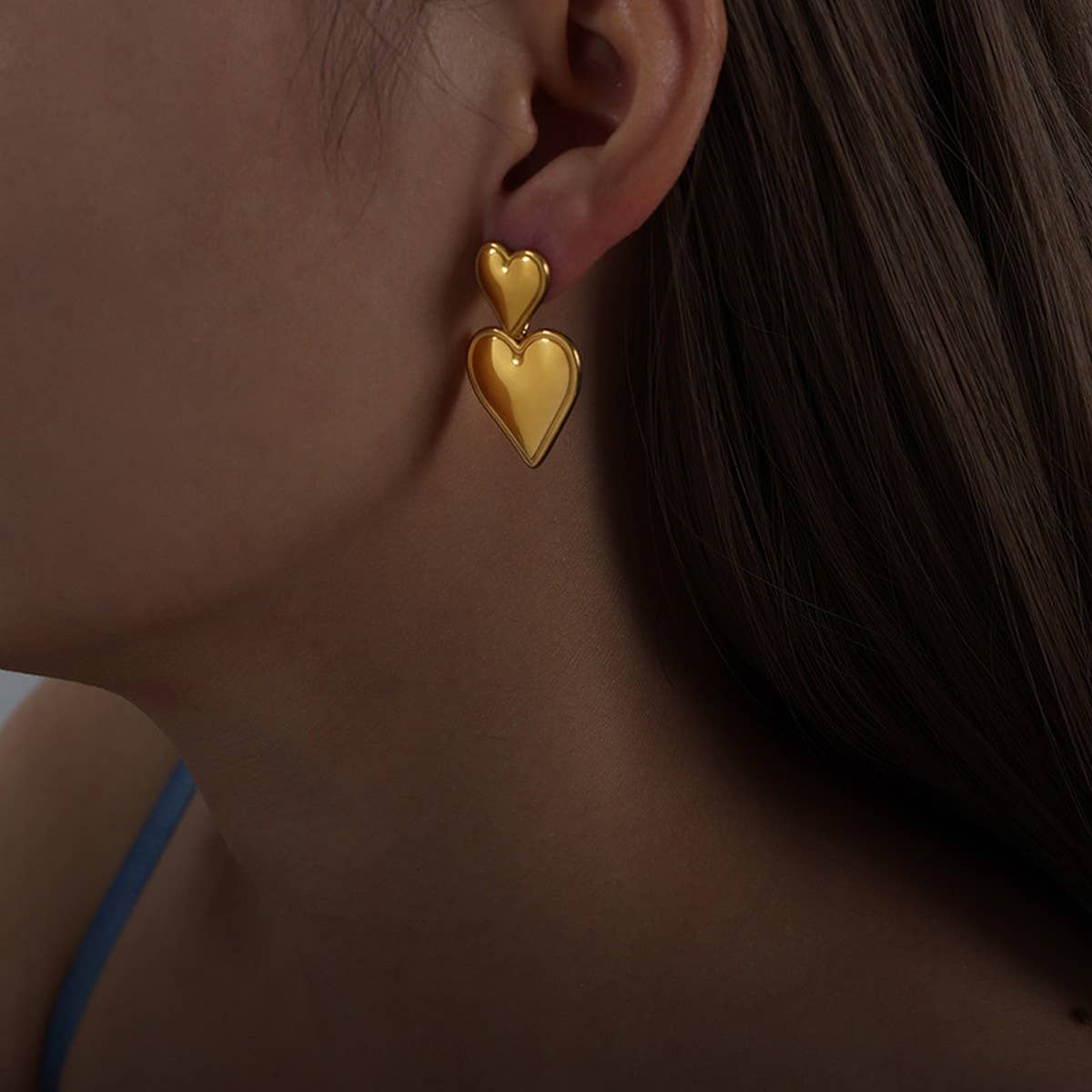 HEART TITANIUM STEEL PENDANT EARRINGS NECKLACE_CWAJE1093