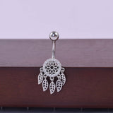 LEAF MESH CZ NAVEL RING STAINLESS STEEL JEWELRY_CWMM9370