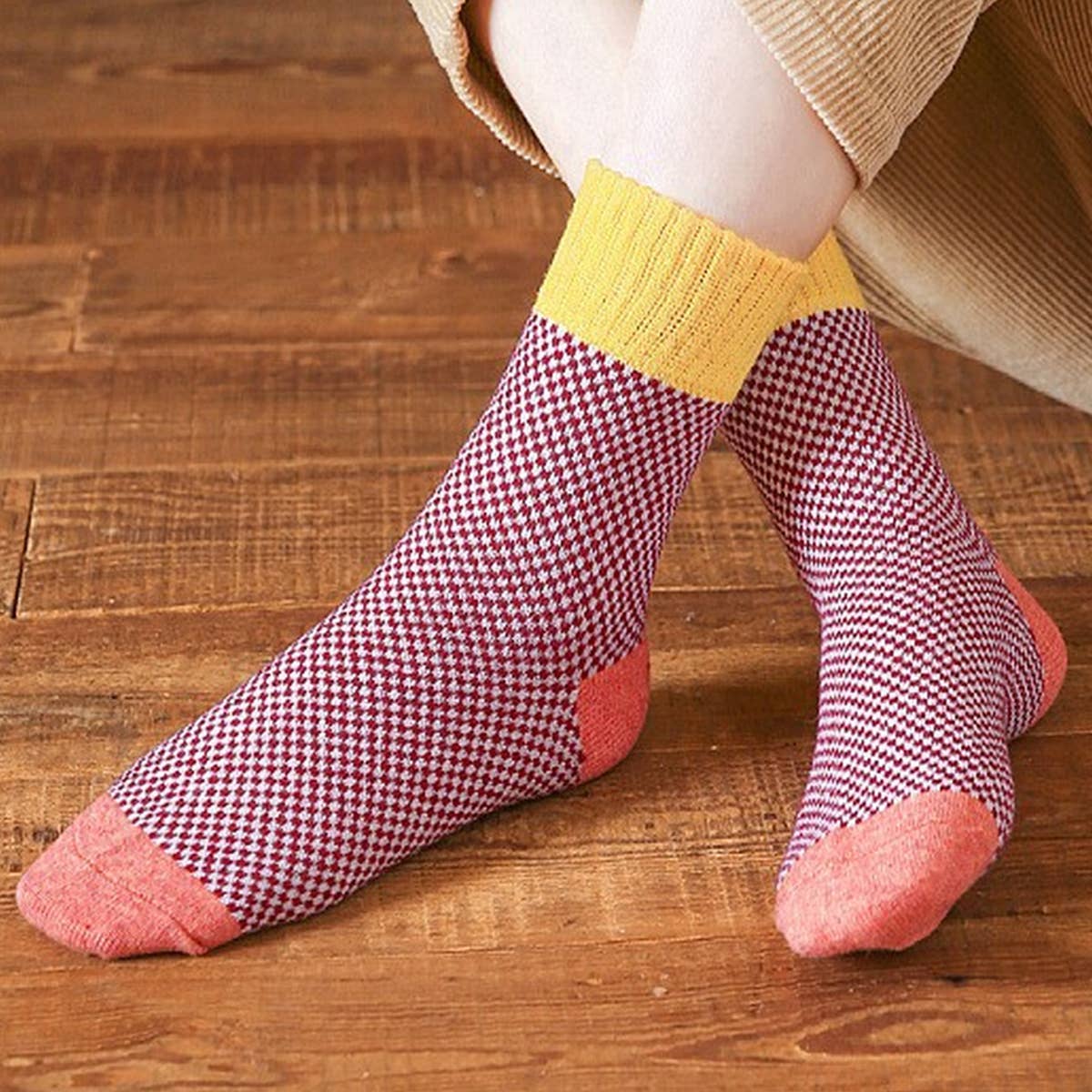 5 PAIRS PER PACK THICKENED PLAID SOCKS_CWMS0692