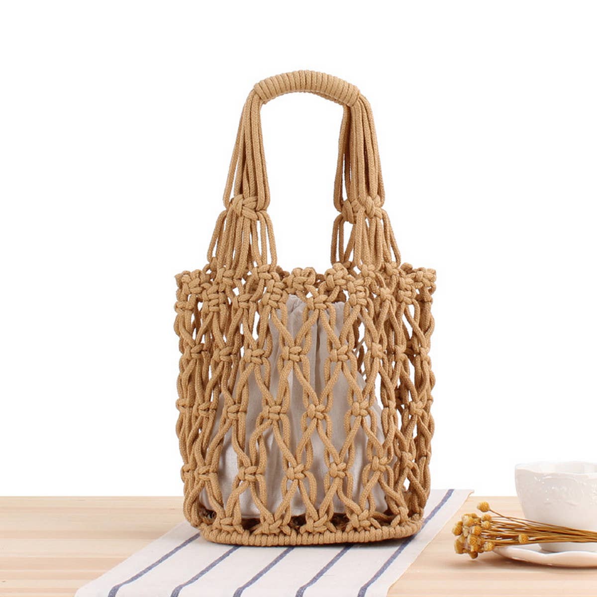 PORTABLE CASUAL HOLLOW COTTON WOVEN BAG_CWAB2116