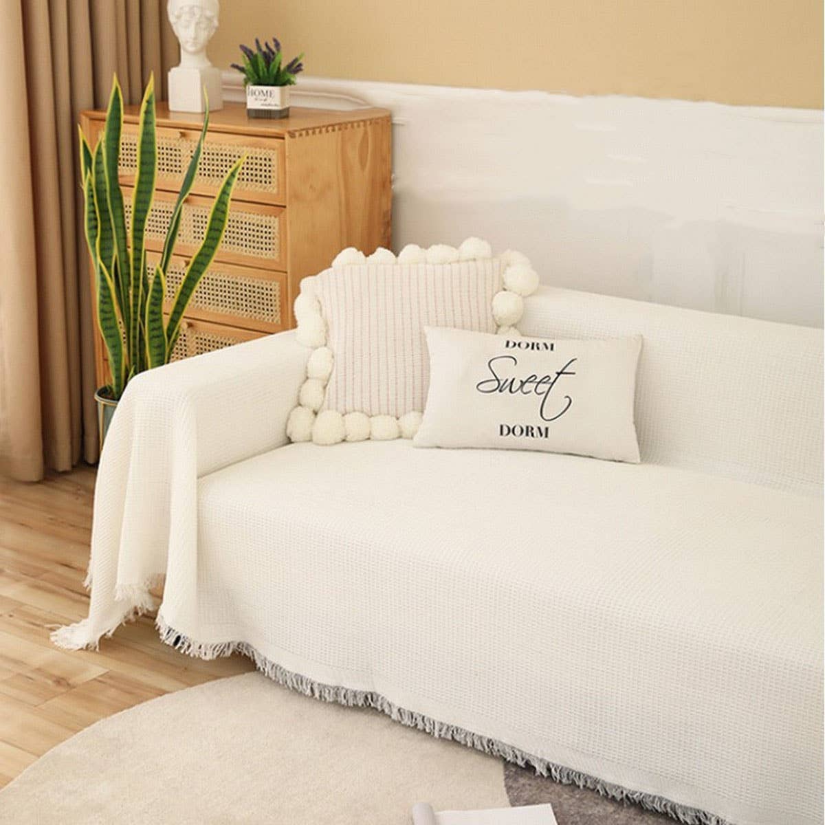 White Sofa Cover Blanket Full Wrap Design_Cwmm9637