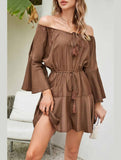 A LINE NECK DRAWSTRING FLARED SLEEVE JUMPSUIT_CWSJS0530