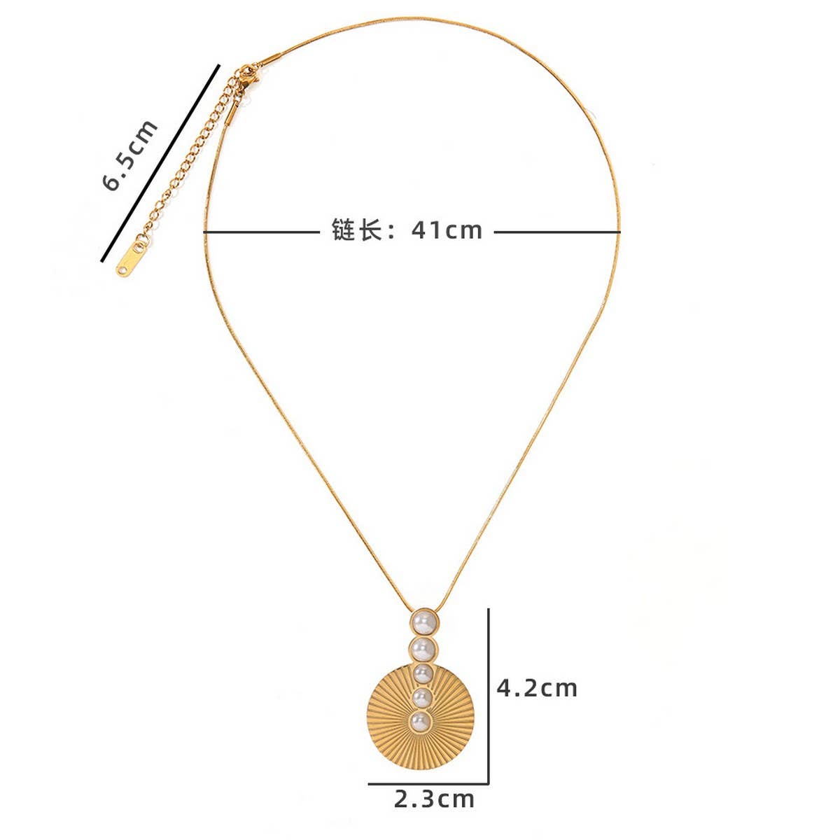 18K PLATED STEEL NECKLACE EARRINGS WITH PEARLS_CWMM8845