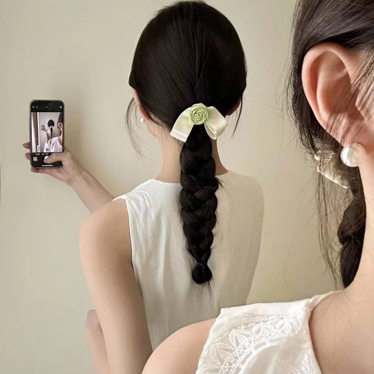 ROSE BOW EDGE CLIP DUCK BILL HAIR CLIP_CWAHA1276