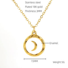 STAINLESS STEEL PLATED 18K GOLD MOON NECKLACE_CWAJE0695