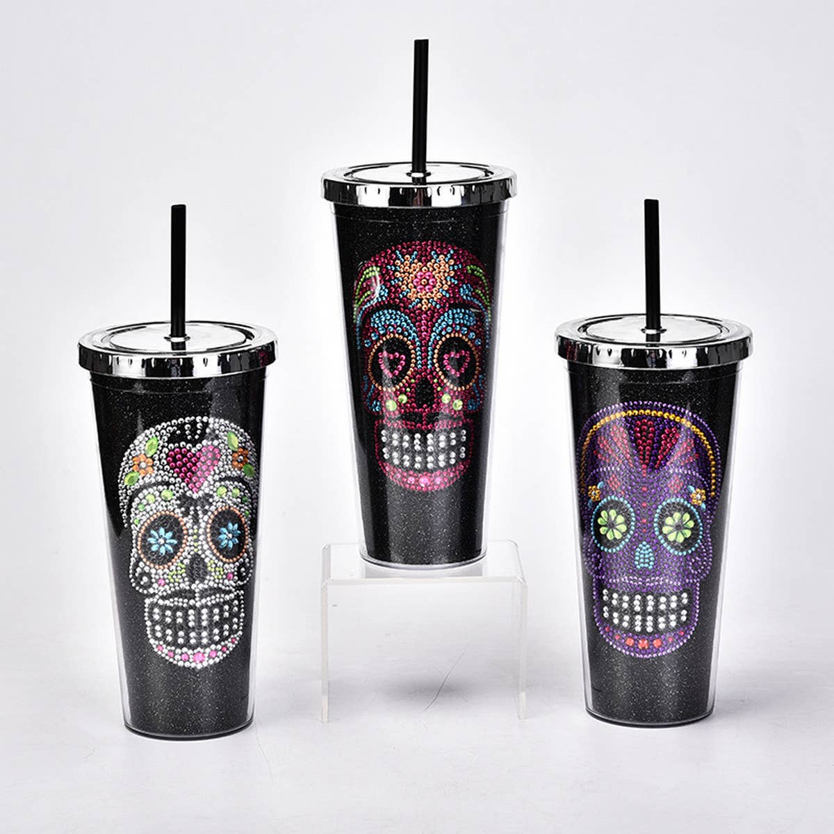 DOUBLE LAYER STRAW SKULL WATER CUP_CWMM0983