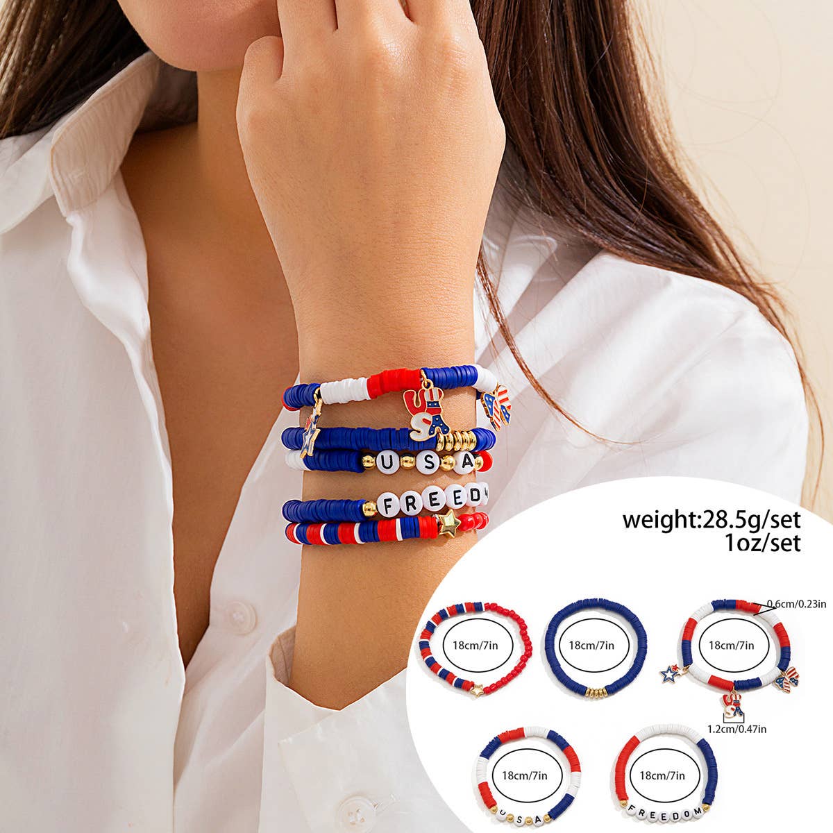 NEW FLAG CONTRAST COLOR BEADED BRACELET_CWAJE1473