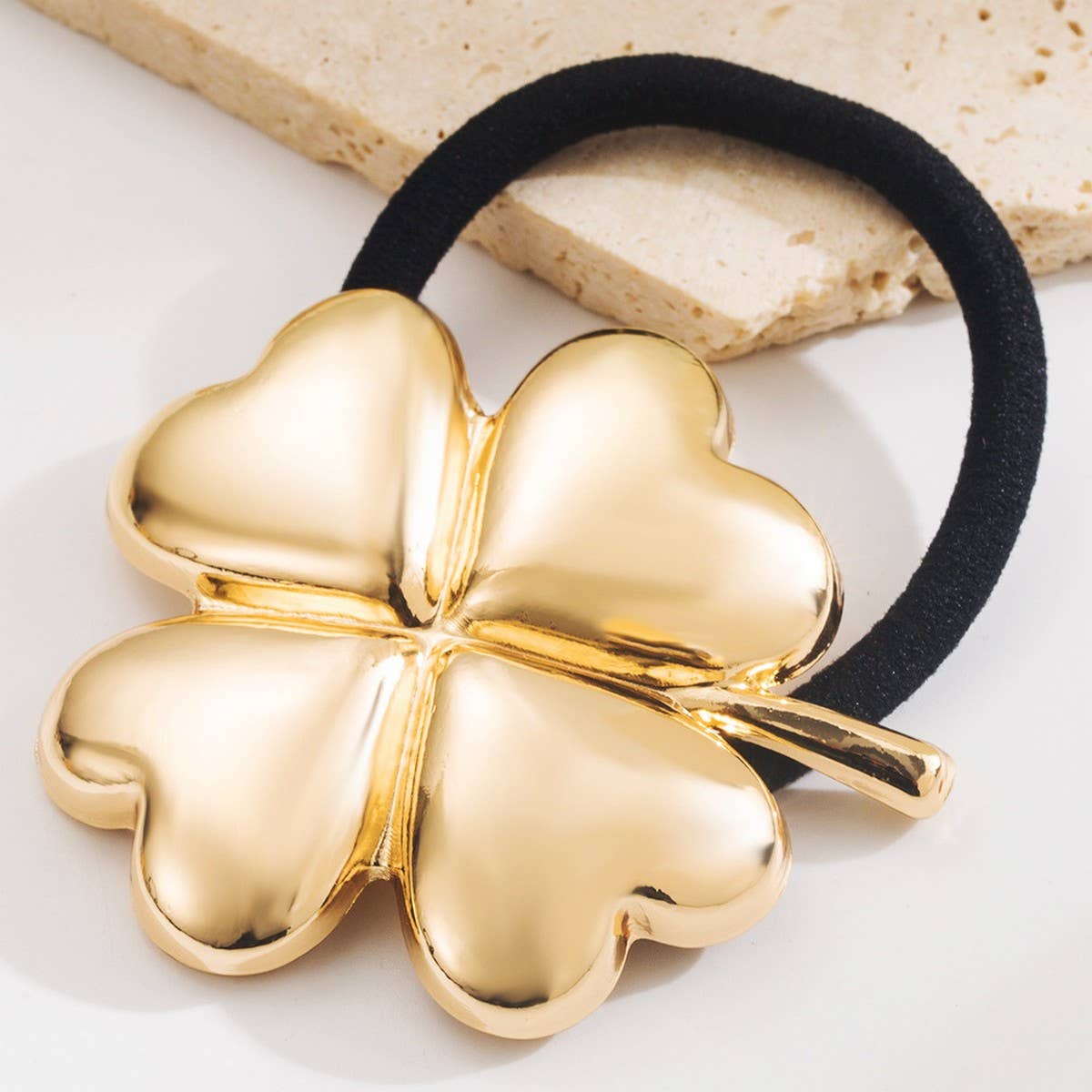 LUCKY CLOVER METALLIC ELASTIC HAIR TIE_CWAHA6229