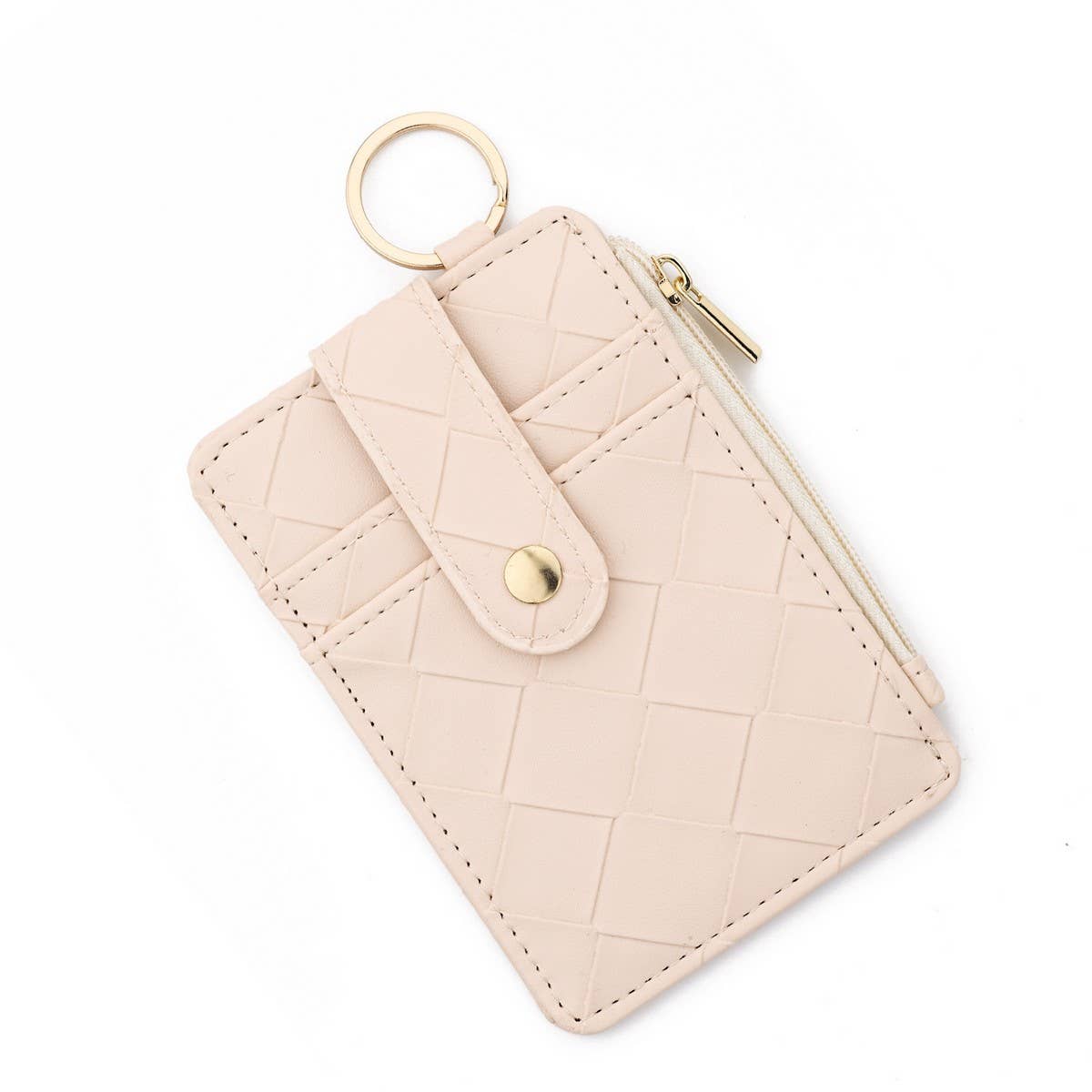 PLAID WOVEN CARD WALLET WITH ZIPPER CLOSURE_CWAB4946