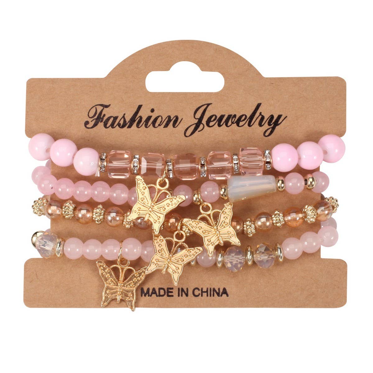 Cwmm10435_Boho Butterfly Crystal Beaded Bracelet Set 4Pcs