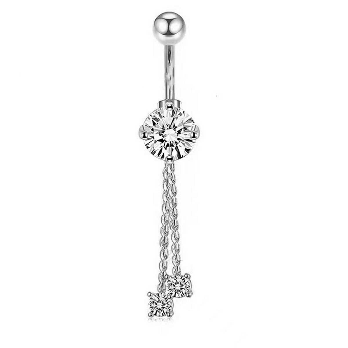 LONG CHAIN CZ BELLY RING WITH COPPER PIERCING_CWMM9232