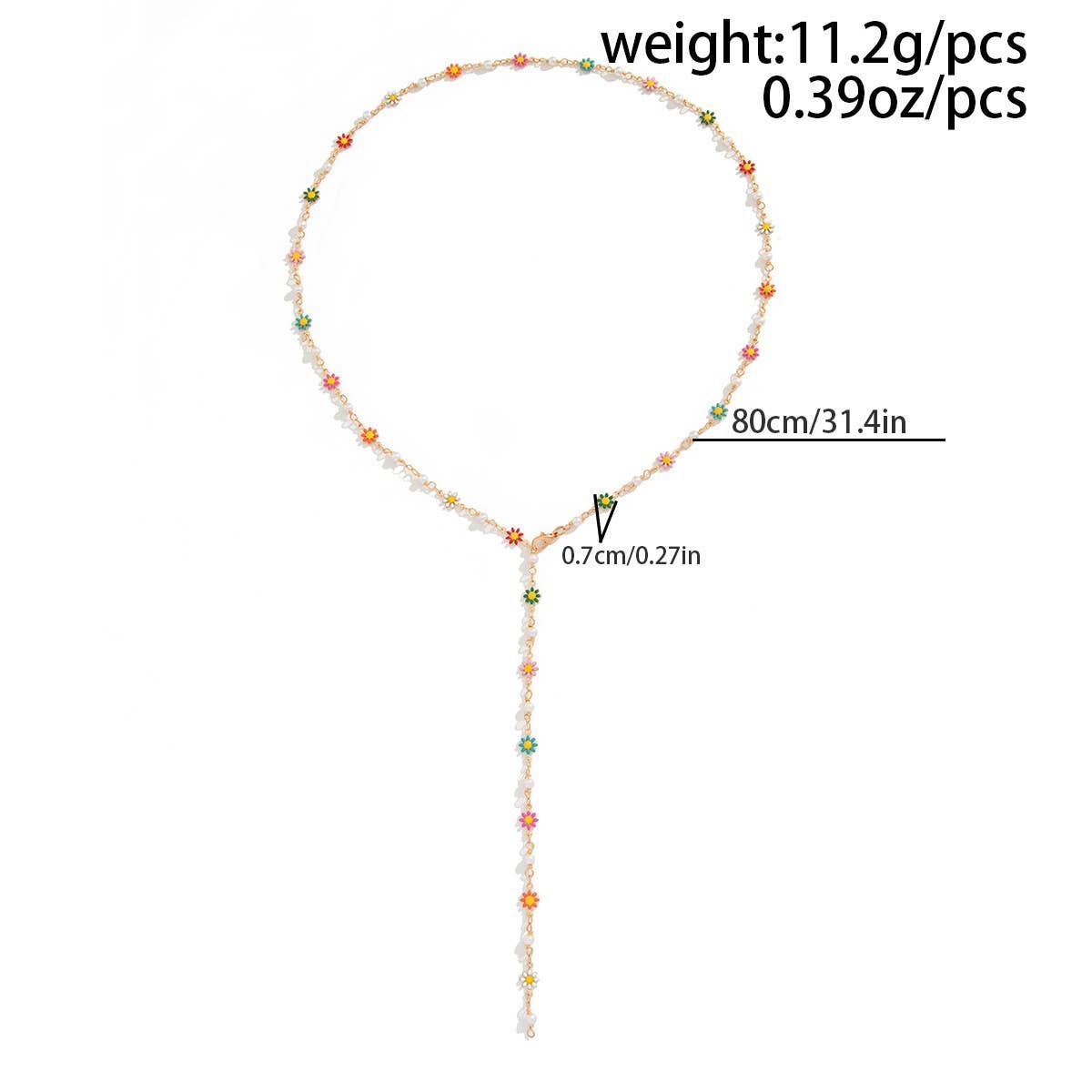 SMALL FRESH COLORFUL Y SHAPED DAISY CHAIN NECKLACE_CWMM3127