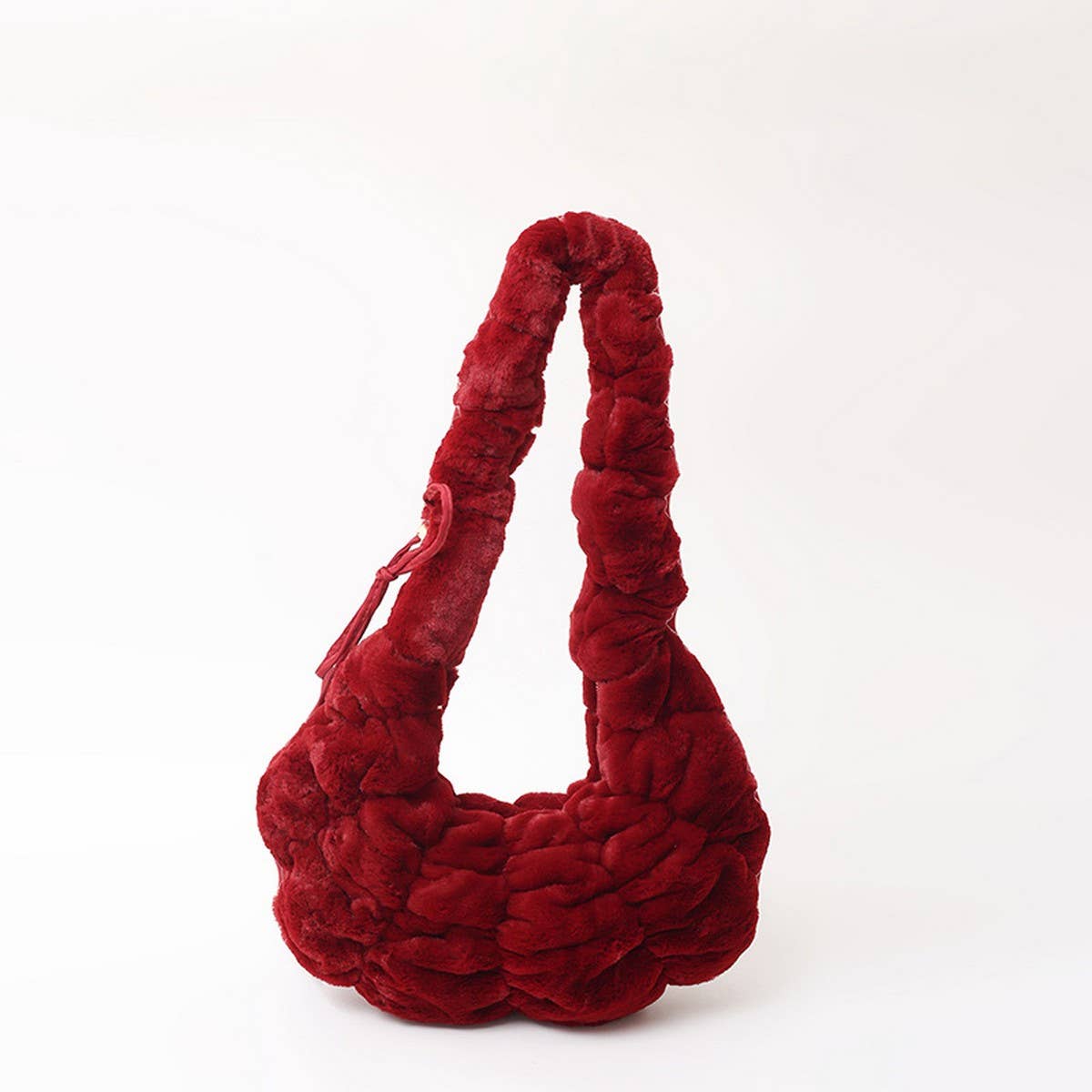 Winter Pleated Shoulder Bag Fashionable Plush Bag_Cwab3953