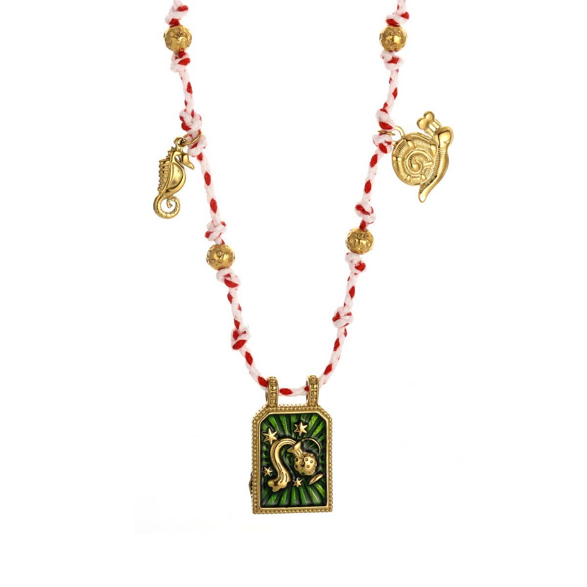 HANDMADE ZODIAC ROPE NECKLACE WITH OCEAN CHARMS_CWMM8830