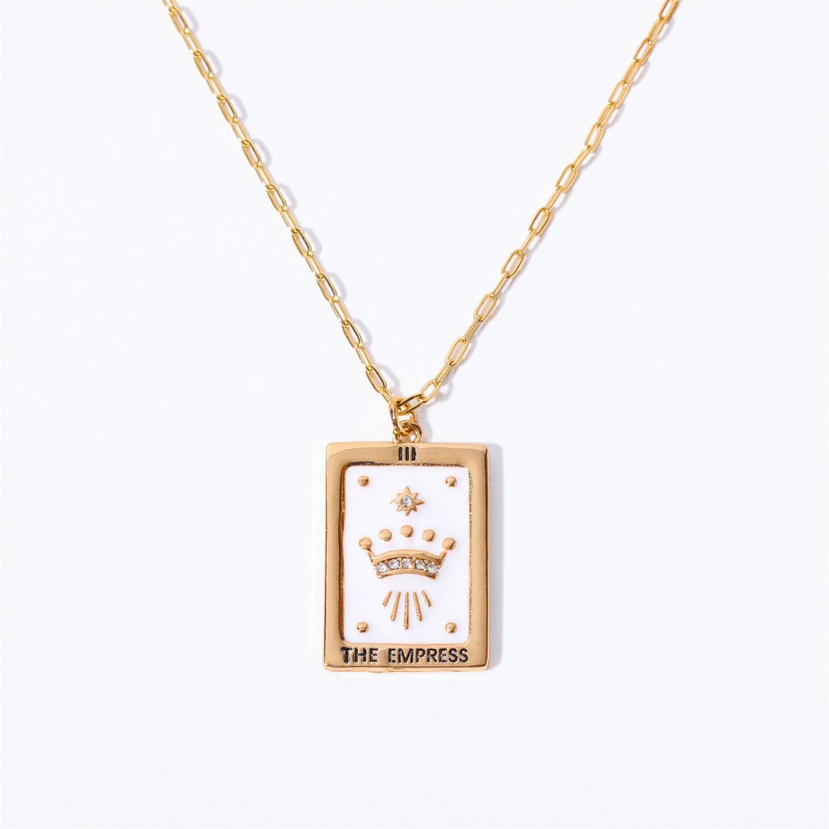 Vintage Tarot Square Pendant Necklace_Cwmm3916