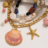 LARGE SHELL STARFISH BEADED FIGARO NECKLACE_CWMM7534