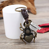 Vintage Alloy Spider Cowhide Keychain_Cwmm4785