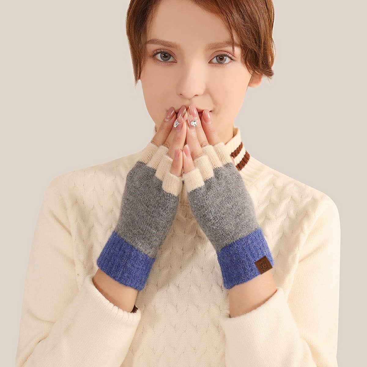 Winter Fingerless Knitted Warm Touchscreen Gloves_Cwmm2881