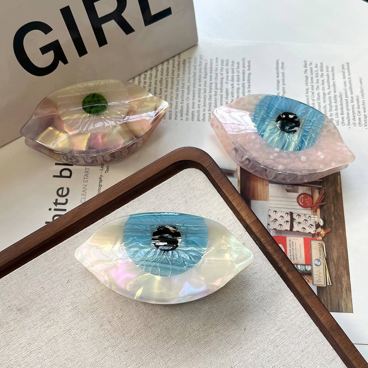 Vintage Eye Acetate Hair Claw Simple Chic Clip_cwaha6027