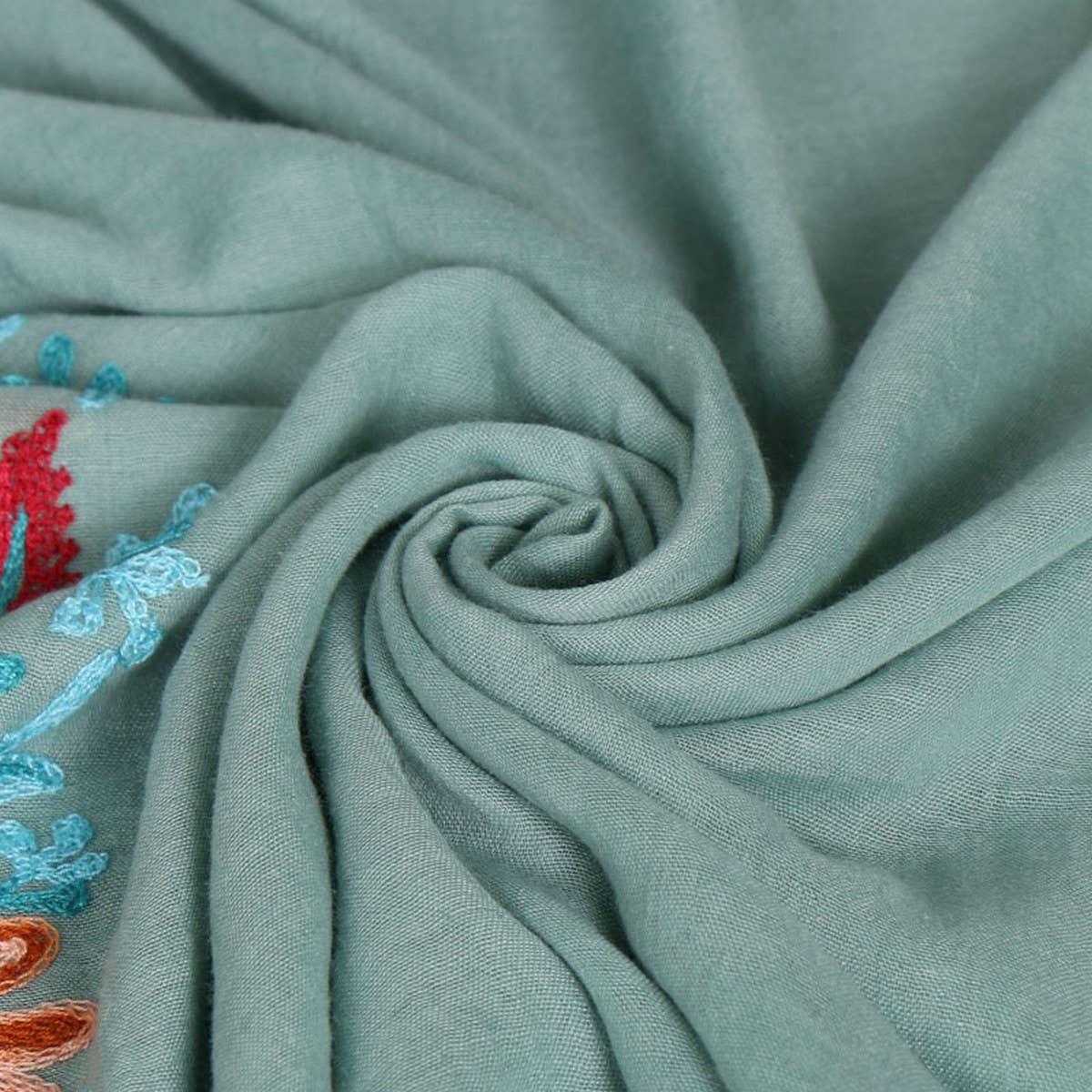 Embroidered Cotton Scarf Long Veil Shawl_Cwmm2002