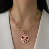 LOVE PEACH OIL PENDANT NECKLACE SET FOR WOMEN_CWAJE2911