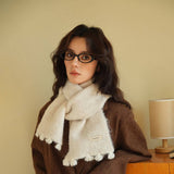 SOLID WOOL BLEND KNIT SCARF COLOR BLOCKED TRIM_CWASC2291