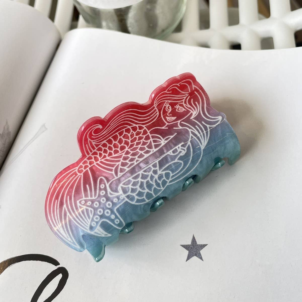 Cwaha1546_Dream Color Hair Claw Clip,Bear,Mermaid,Line