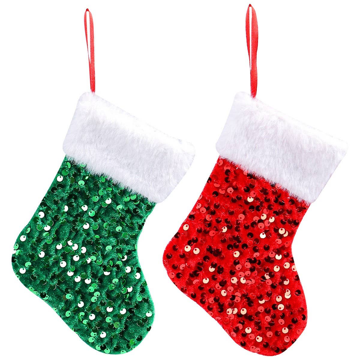 NEW PLUSH WHITE EDGE SEQUINED CHRISTMAS SOCKS_CWMS1439