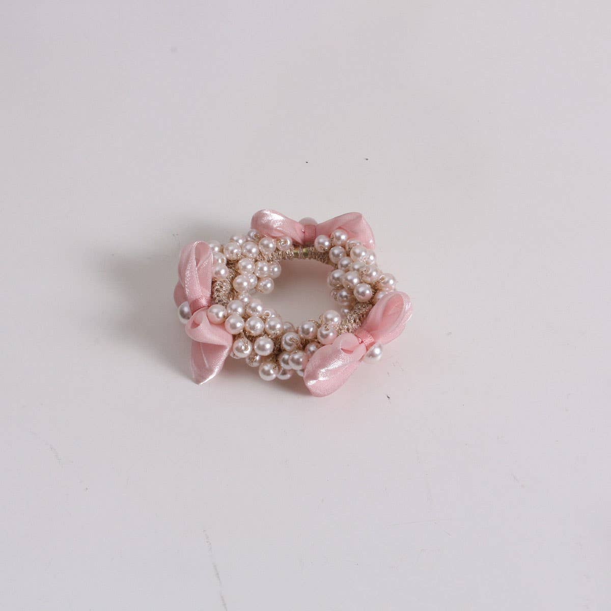 BOHO BOW PEARL SCRUNCHIE SWEET SUMMER HAIR TIE_CWAHA6778