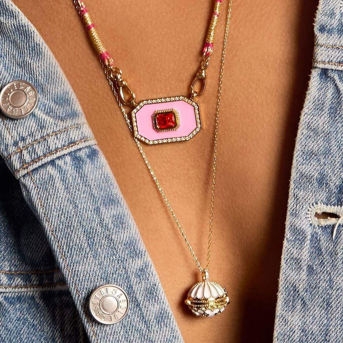 TAROT CARD PENDANT NECKLACE ENAMEL RHINESTONE_CWMM6960