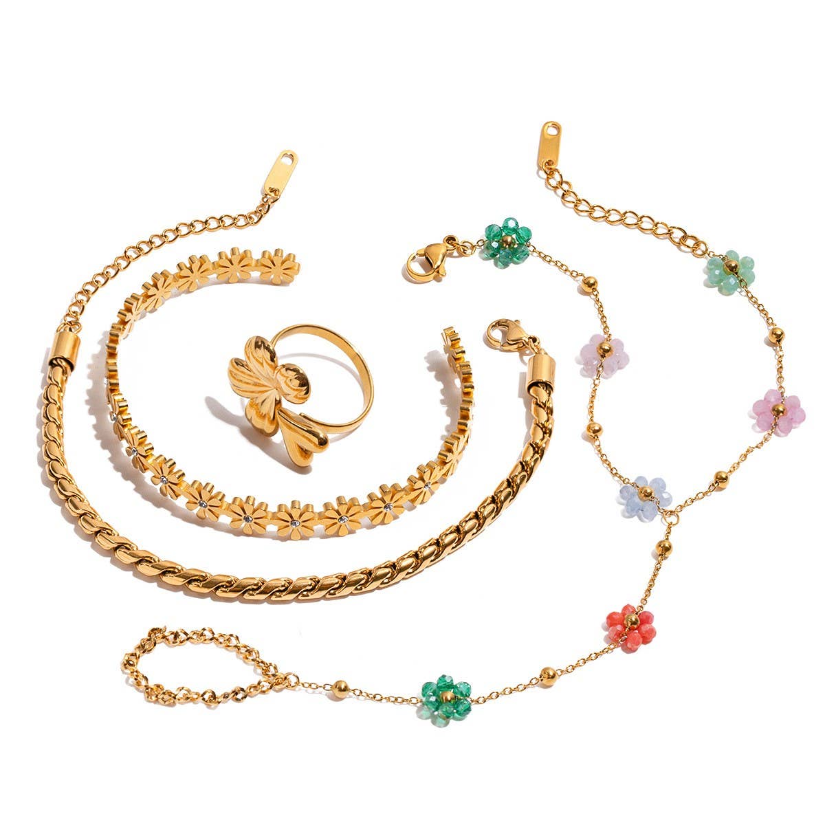 18K GOLD BEACH BRACELET RING NO FADE STEEL_CWAJE4665