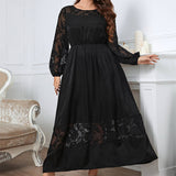 HIGH END LACE DRESS WITH SLEEVES FALL STYLE_CWDSD8479