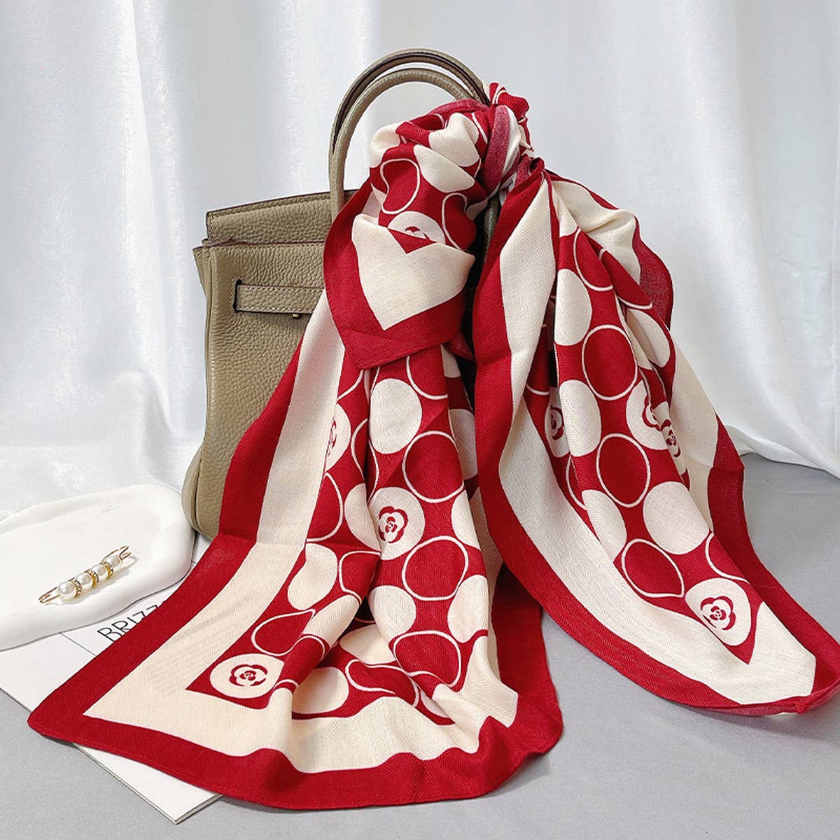 HERRINGBONE VELVET SCARF 90CM SOFT WINTER WRAP_CWASC0889