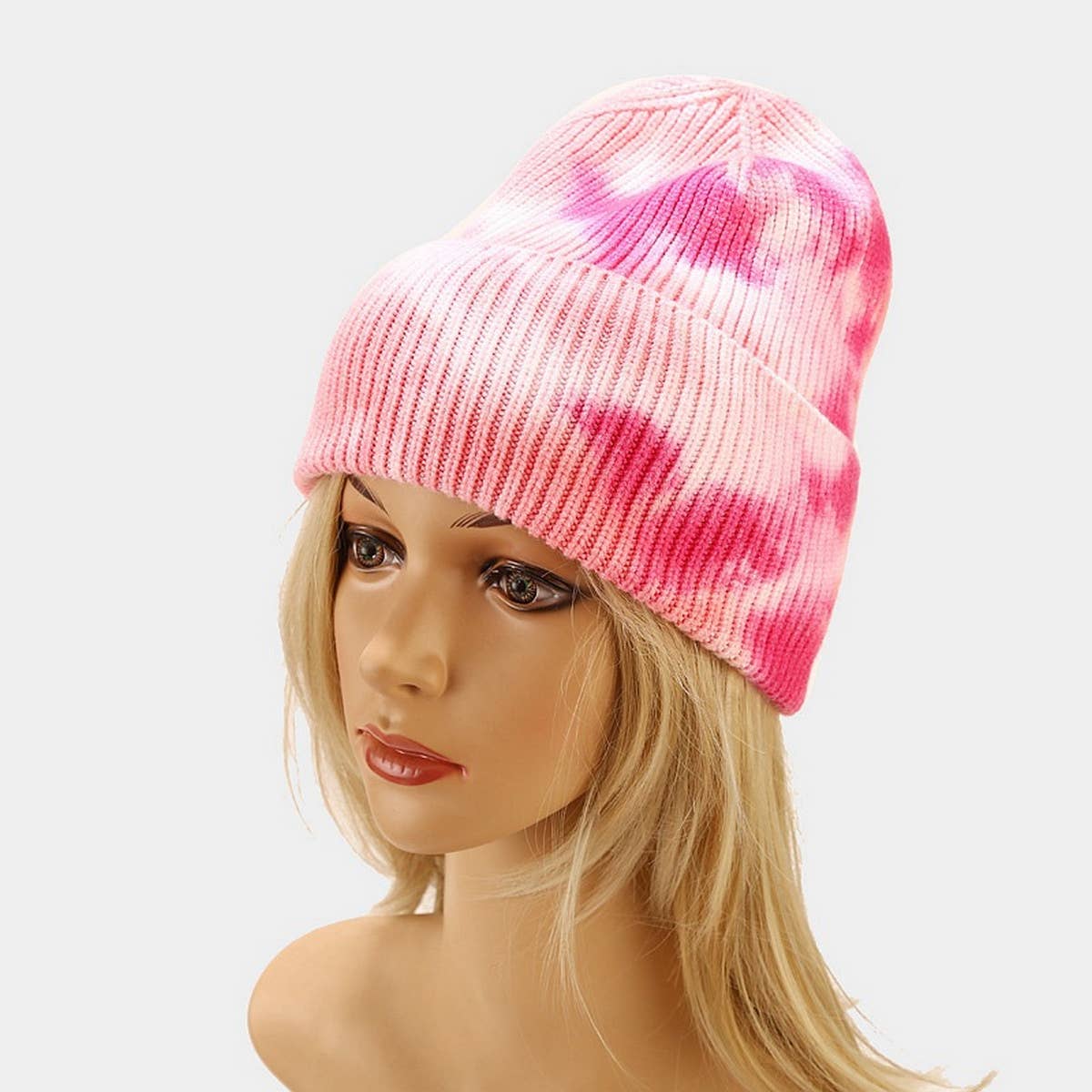 OUTDOOR WARM CURLED EDGE TIE DYE KNITTED HAT_CWAH1593