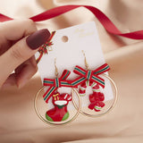 CHRISTMAS STAR BEAR GIFT IRREGULAR EARRINGS_CWAJE2400