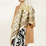 LEOPARD CHAIN TWILL SQUARE SCARF SPRING WRAP_CWASC0668