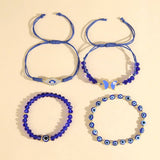 BLUE BEADED EVIL EYE BUTTERFLY BRACELET SET_CWMM3525