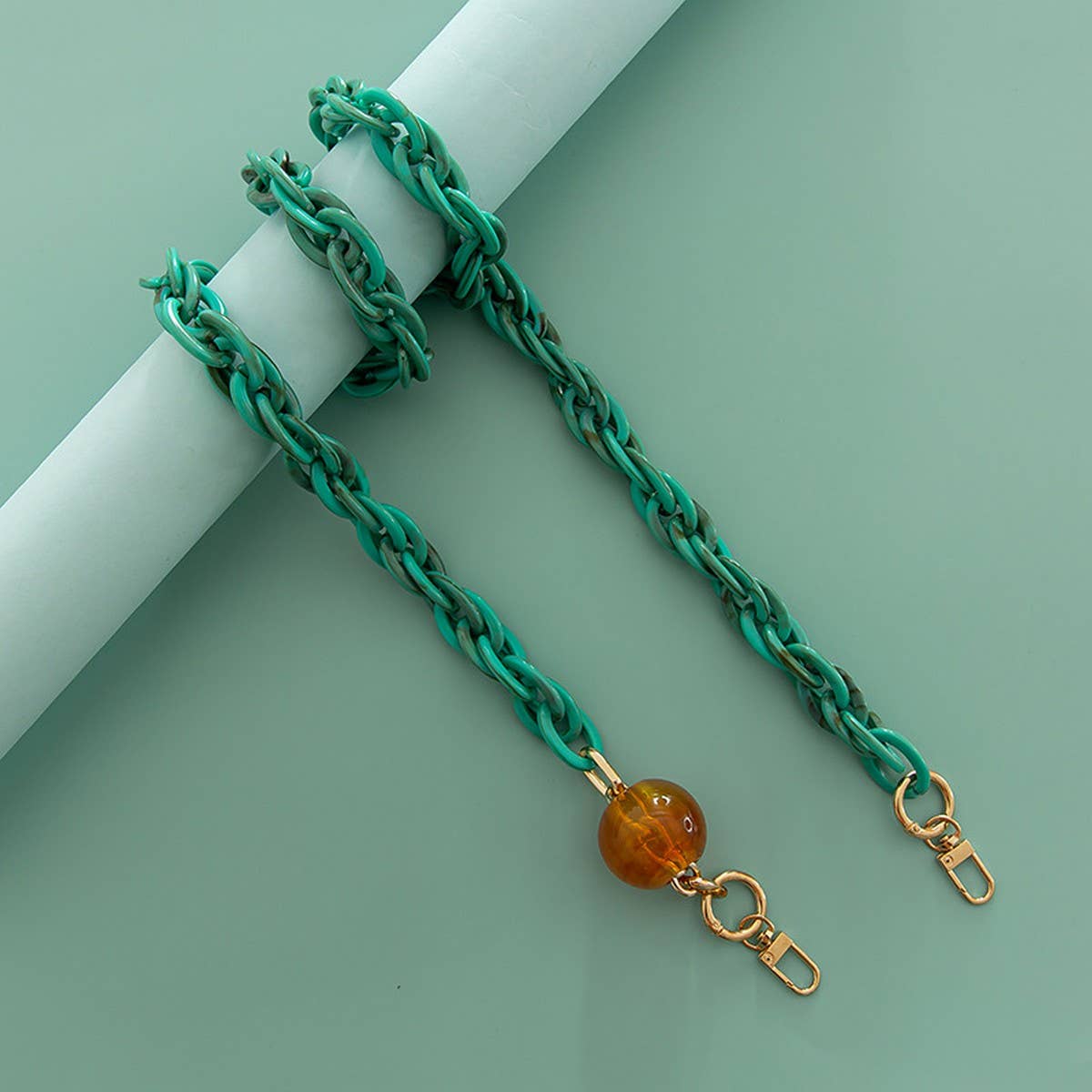 RESIN ACRYLIC LARGE LANTERN BEADS BAG CHAIN STRAP_CWMM5106