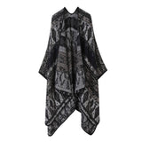 FLORAL CAPE FAUX CASHMERE WARM SCARF SHAWL_CWASC2243