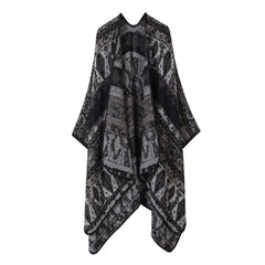 FLORAL CAPE FAUX CASHMERE WARM SCARF SHAWL_CWASC2243