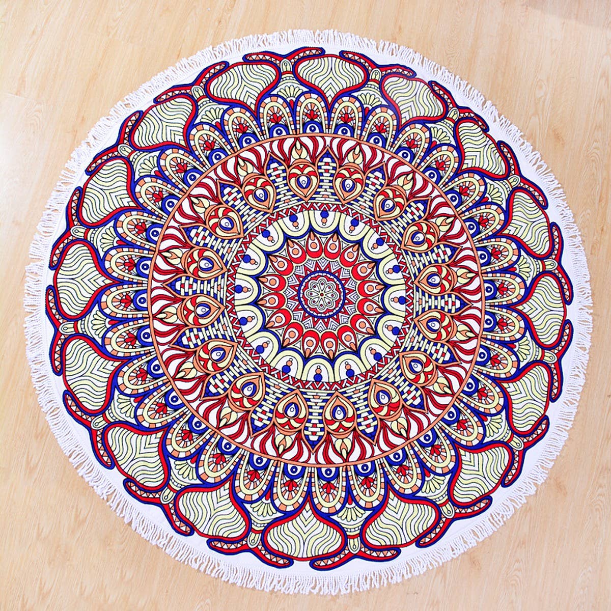 ROUND MICROFIBER TASSEL BEACH TOWEL BLANKET_CWMM7602