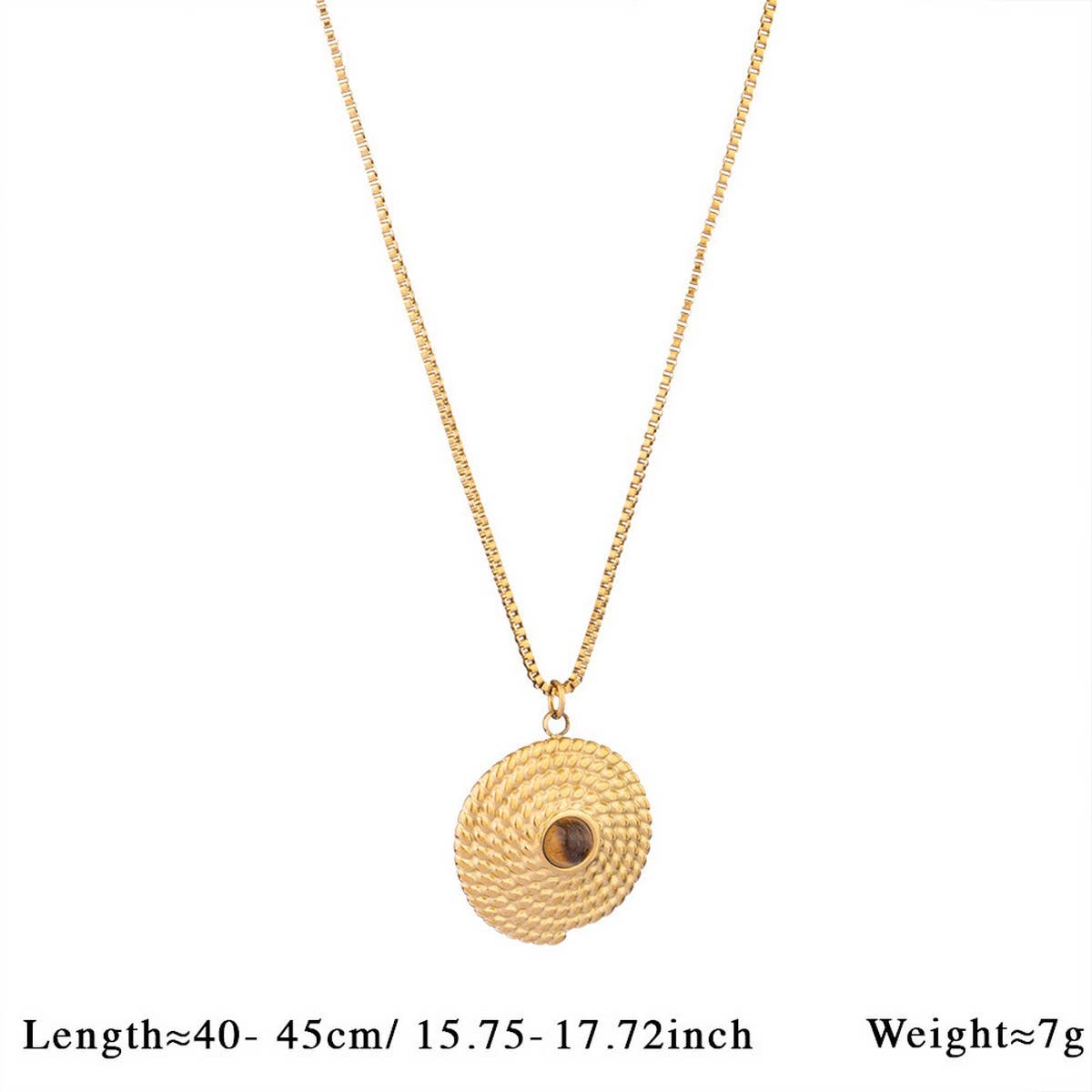 Vintage Stone Pendant Necklace Stainless Steel_Cwmm8874