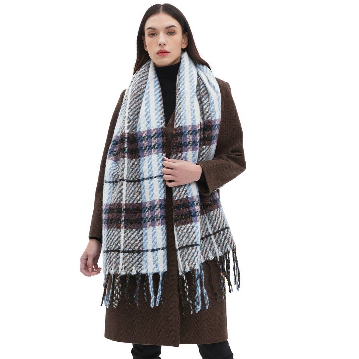 NEW TASSEL CHECKERED SCARF FOR FALL WINTER_CWASC0869