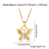 Versatile Zircon Hollow Butterfly Necklace