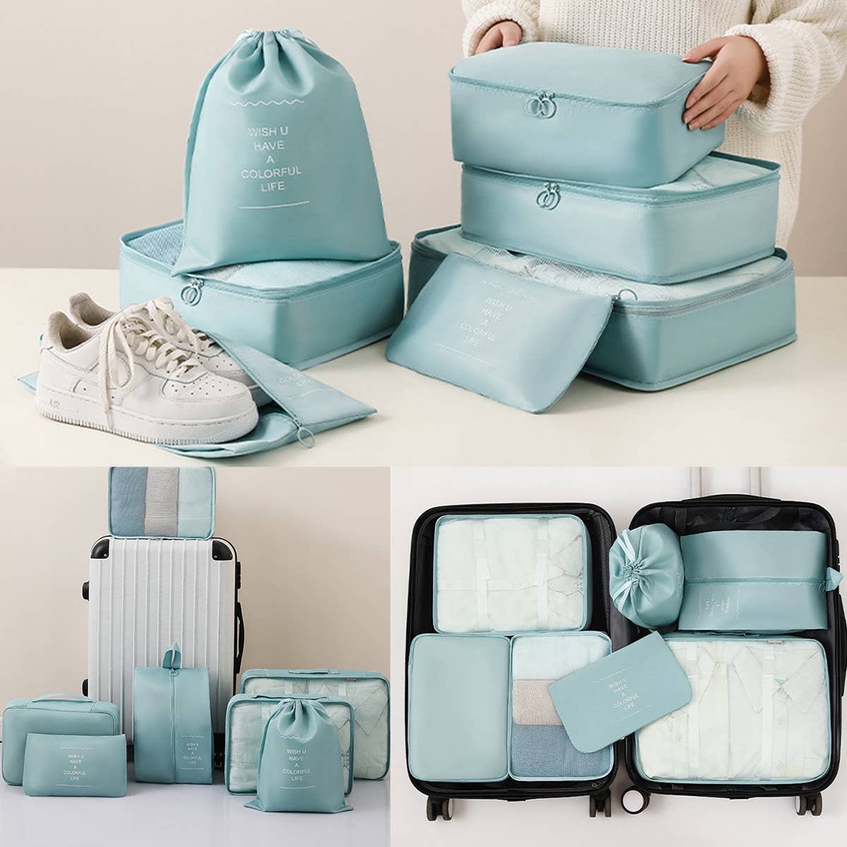 6 7 PIECE WATERPROOF TRAVEL PACKING CUBE SET_CWAB0542