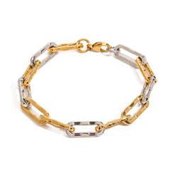 Two-Tone Cuban Chain Bracelet In Titanium Steel