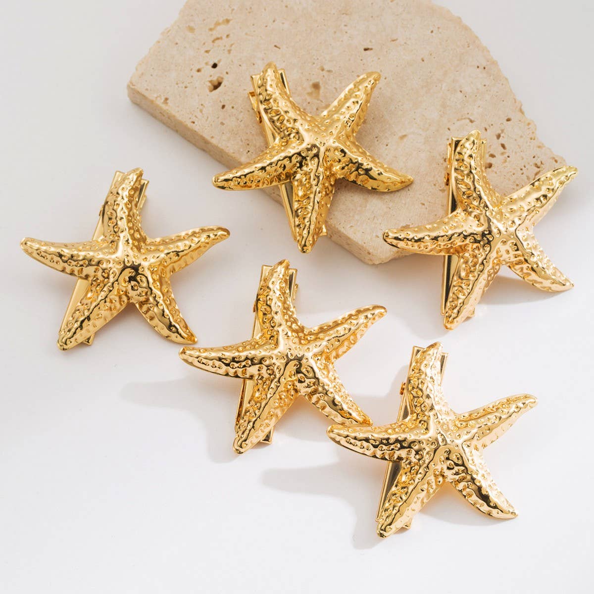 5PCS METAL STARFISH HAIR CLIPS BOLD BEACH STYLE_CWAHA6218